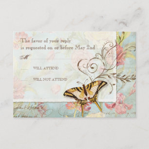 Cartão RSVP Casamento das Flores Florais Les Fleurs Peony Rosa