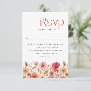 Cartão RSVP Casamento das Flores Selvagens do Pastel Rosa Boho