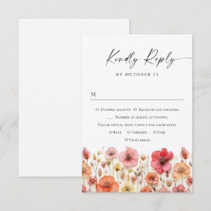 Cartão RSVP Casamento das Flores Selvagens do Pastel Rosa Boho