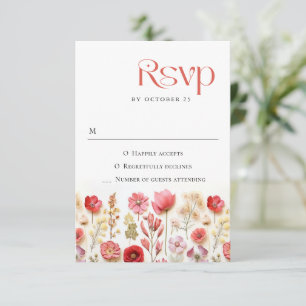 Cartão RSVP Casamento das Flores Selvagens do Pastel Rosa Boho