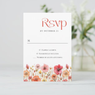 Cartão RSVP Casamento das Flores Selvagens do Pastel Rosa Boho