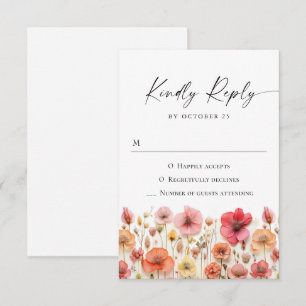 Cartão RSVP Casamento das Flores Selvagens do Pastel Rosa Boho