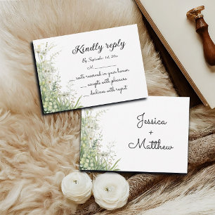 Cartão RSVP Casamento das Flores Verdes Dusty Sage