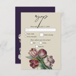 Cartão RSVP Casamento das Tulipas Púrpuras Moody Watercolor