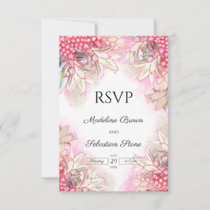 Cartão RSVP Casamento de Abacaxis Rosa Exótica