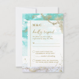 Cartão RSVP Casamento de Abstrato de Lavanda de Turquesa de Ch