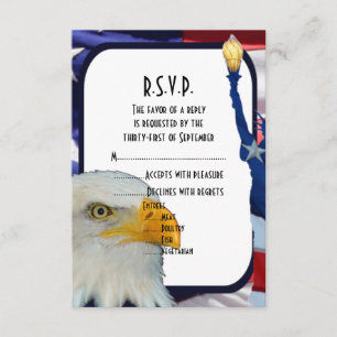 Cartão RSVP Casamento de águia Americana Patriótico R.S.V.P.