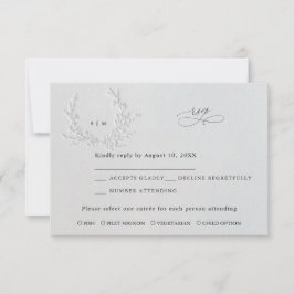 Cartão RSVP Casamento de Algodão com Relevo Cego Falso Mínimo