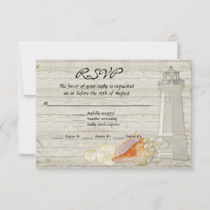 Cartão RSVP Casamento de Algodão de Praia Casamento de Faróis