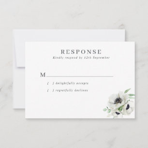 Cartão RSVP Casamento de Anêmonas de Aquarela de inverno