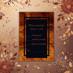 Cartão RSVP casamento de animal selvagem de luxo com pele de c