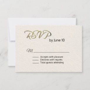 Cartão RSVP Casamento de aparência texturizado de marfim