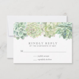 Cartão RSVP Casamento De Aquarela Botânica Suculente