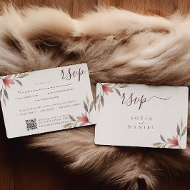 Cartão RSVP Casamento de Aquarela de Flor Vermelho Inverno