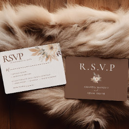 Cartão RSVP Casamento de Aquarela de outono Elegante