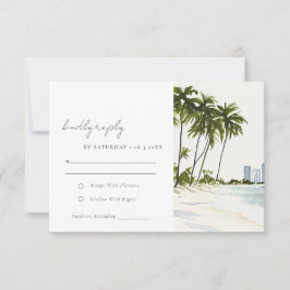 Cartão RSVP Casamento de Aquarela de Paisagem de Miami Flórida