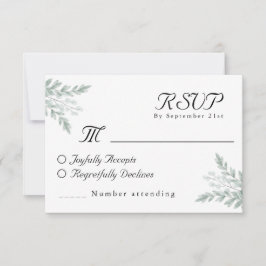 Cartão RSVP Casamento de Aquarela Floral Chic Eucalyptus Elega