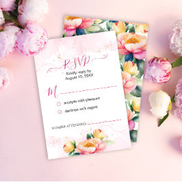Cartão RSVP Casamento de Aquarela Romântica Elegante