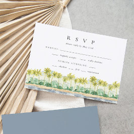 Cartão RSVP Casamento de Aquarela Tropical de Palmeiras de Pra