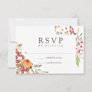 Cartão RSVP Casamento de Aquarelle Wild Flower