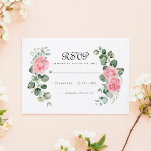 Cartão RSVP Casamento de Arca Floral de Rosa Rosa Rosa-Rosa Eu