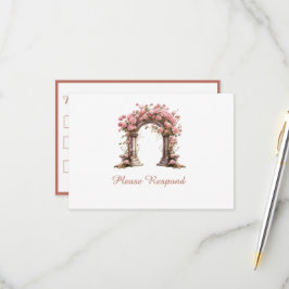 Cartão RSVP Casamento de Arco de Casamento Boho de Rosas Blush