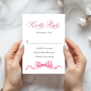 Cartão RSVP Casamento de Arco de Mão Rosa-Rosa-Elegante