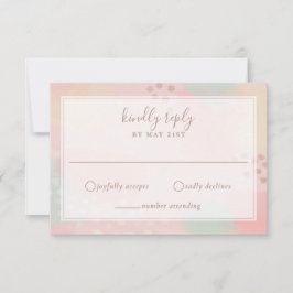 Cartão RSVP Casamento de Arte Moderna bonito Pink e Peach Past