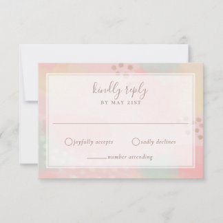 Cartão RSVP Casamento de Arte Moderna bonito Pink e Peach Past