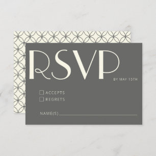 Cartão RSVP Casamento de Arte Retro Negro e Linha Branca