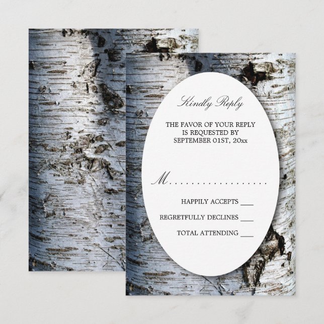 Cartão RSVP Casamento de Árvore de Nascimento Russo do País (Frente/Verso)