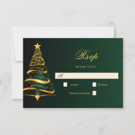 Cartão RSVP Casamento de Árvore de Natal Elegante e Minimalist