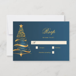 Cartão RSVP Casamento de Árvore de Natal Elegante e Minimalist