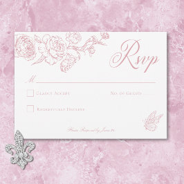 Cartão RSVP Casamento de aves e crest, pintadas e pintadas