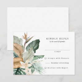 Cartão RSVP Casamento de Aves Tropicais da Flora do Paraíso