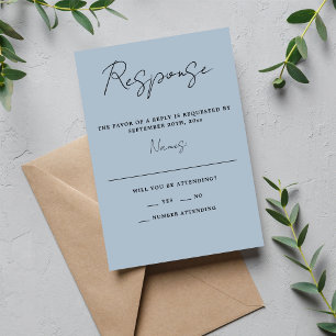 Cartão RSVP Casamento de Azul de Gelo Mínimo com Simplicidade 