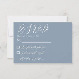 Cartão RSVP Casamento de Azul Mínimo Dusty