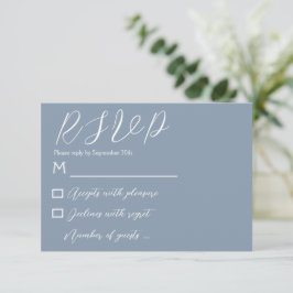 Cartão RSVP Casamento de Azul Mínimo Dusty