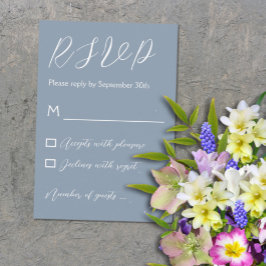 Cartão RSVP Casamento de Azul Mínimo Dusty
