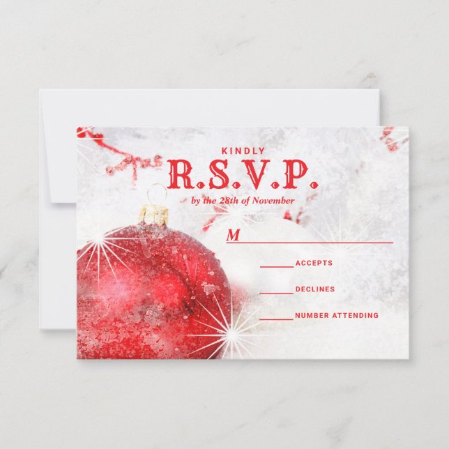 Cartão RSVP Casamento de Balas de Natal coberto pela neve (Frente)