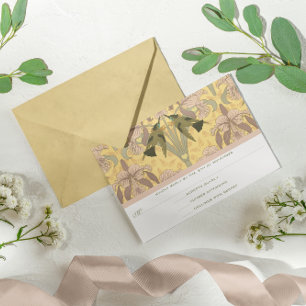 Cartão RSVP Casamento de Beija-flores Art Déco Rosa Empoeirado