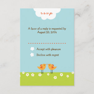 Cartão RSVP Casamento De Belas Pássaros Com Amor (Dia)
