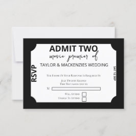 Cartão RSVP Casamento de Bilhetes de Filme