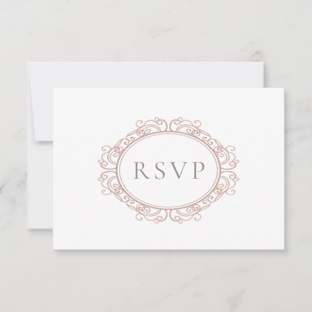 Cartão RSVP Casamento de Blush de Cobre Clássico Elegante (Frente)