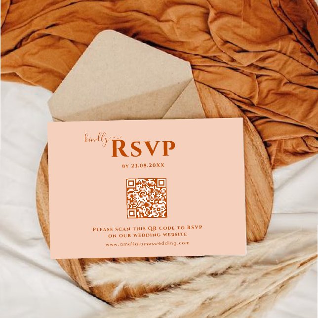 Cartão RSVP Casamento de Boho Minimalista Moderno (Criador carregado)