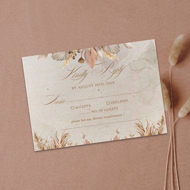 Cartão RSVP Casamento de Boho Script de Queda de Caligrafia (Criador carregado)
