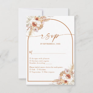 Cartão RSVP Casamento de Boho Terracotta de Pampas Moderno