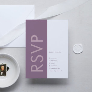 Cartão RSVP Casamento de Bold Monograma Moderno em Lilac Roxo
