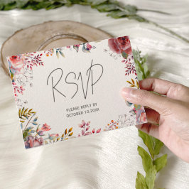 Cartão RSVP Casamento de Borda Floral de Blush Watercolor
