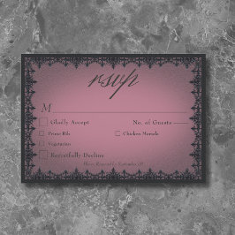 Cartão RSVP Casamento de Borgonha da Fronteira de Ferro Gótica